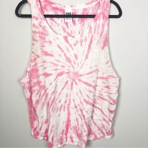 VICTORIA’S SECRET PINK | White & Pink Tie Dye Muscle Tank Top Women’s Size Large